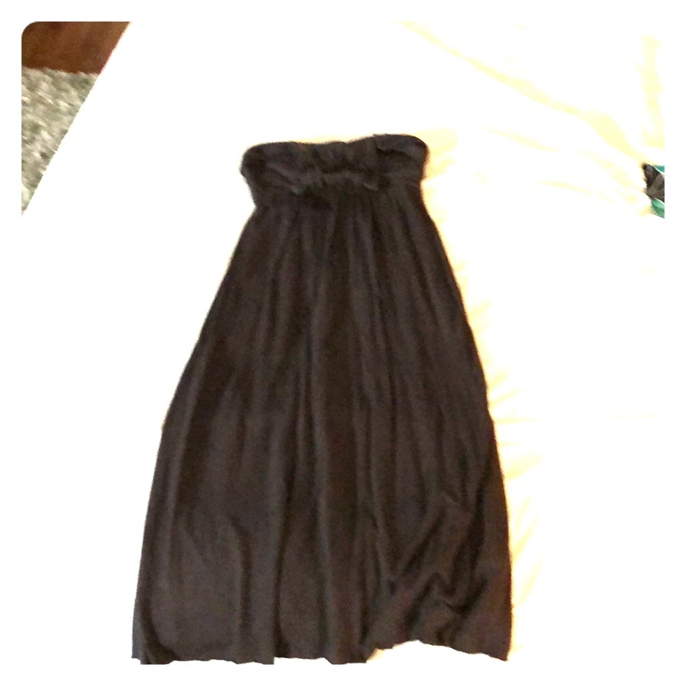 Designer strapless gray brown dress